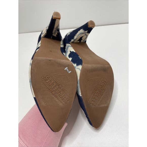 Women’s Seychelles Fabric Heels‎ SIZE 9 Anthropologie Aztec Blue Shoes Pumps - Picture 14 of 15